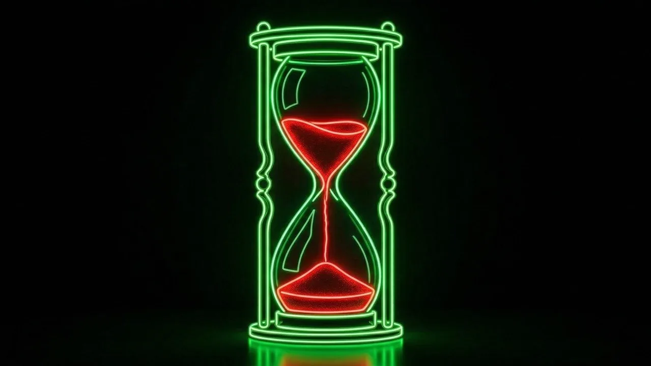 Neon-Sanduhr — Symbol der 120-Tage-Frist im FinCEN Whistleblower-Programm